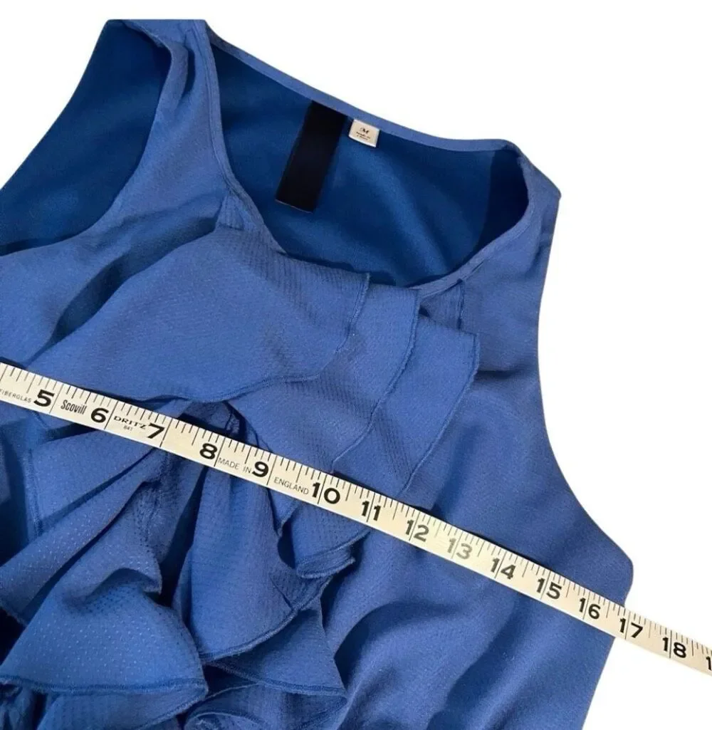 Everly royal blue ruffled front sleeveless dress - M
